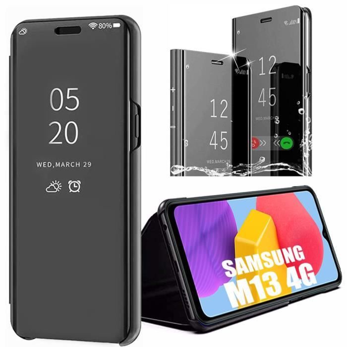 Coque pour Samsung Galaxy M13 Anti-Choc Effet Miroir Design Protection intégrale Noir
