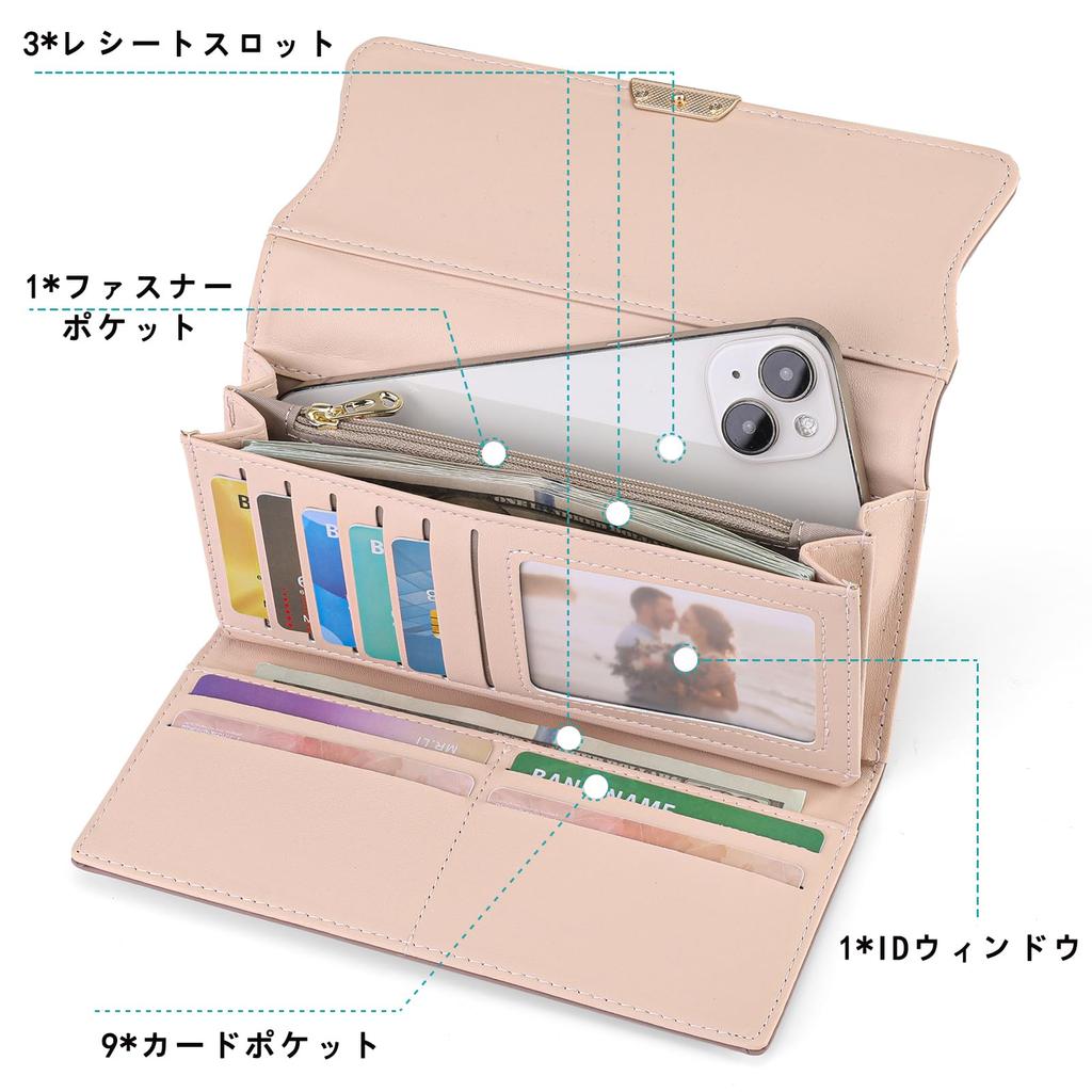 RNIEGA Damen Langbörse, Beliebt, Großes Fassungsvermögen, Multifunktional, Scheinfach, Münzfach, Kartenhalter, Schutz vor Skimming, Geburtstag,