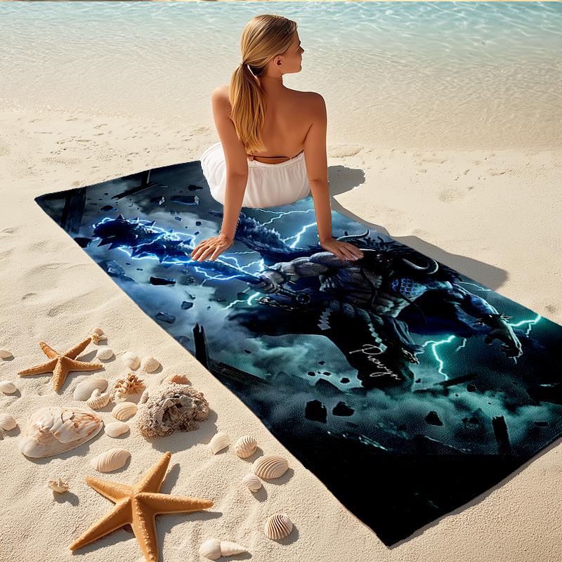 1Pc Warrior'S Rise Beach Towel Quick Dry Multiuse For Beach Pool Gym Yoga Home Travel Christmas Halloween Xmas Gift S1875