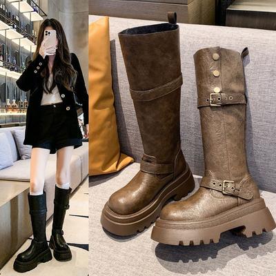 Fashion Versatile But Knee-thin High Boots Children's 2025 Autumn and Winter New Thick-soled Women's High Boots Martin Boots