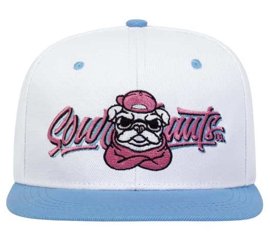 

Sproutsy Hat, Unisex, Hip Hop, Bulldog Design, Pink and White, for Men and Women