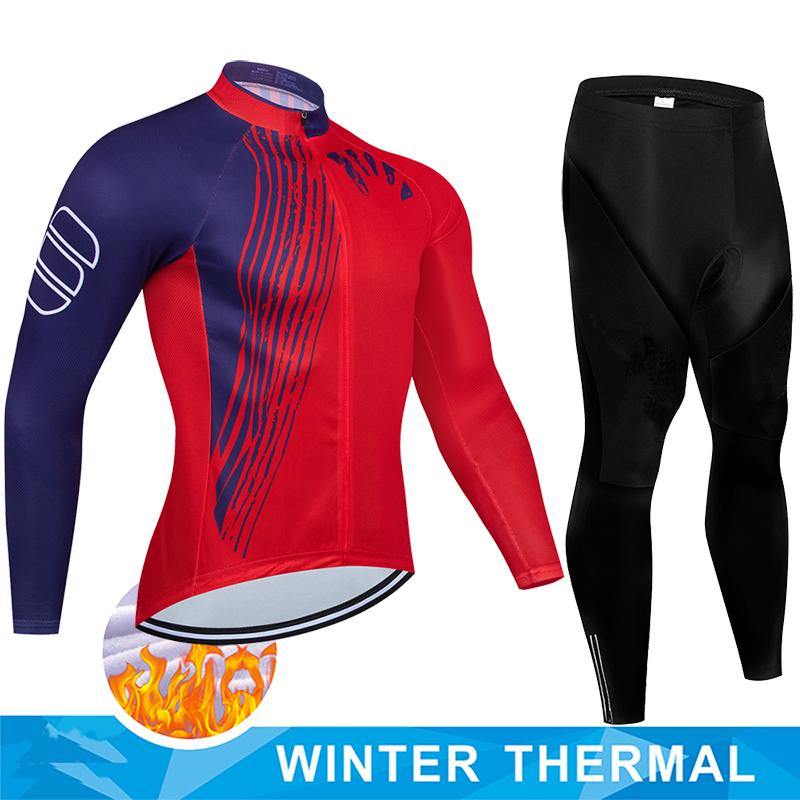 2025  Winter Thermal Fleece Cycling Jersey Set Man's Long Sleeves Cycling Kits Mountain Bike Jersey Road Bike Cycling Suit