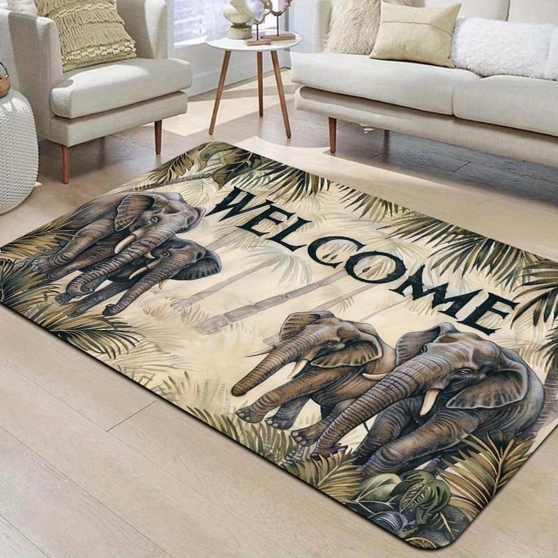 1Pcs Anti Fatigue Kitchen Rugs Elephant Welcome Waterproof Non-Slip Thick Cushioned Kitchen Mat Heavy Duty Comfort Standing Mat for Kitchen