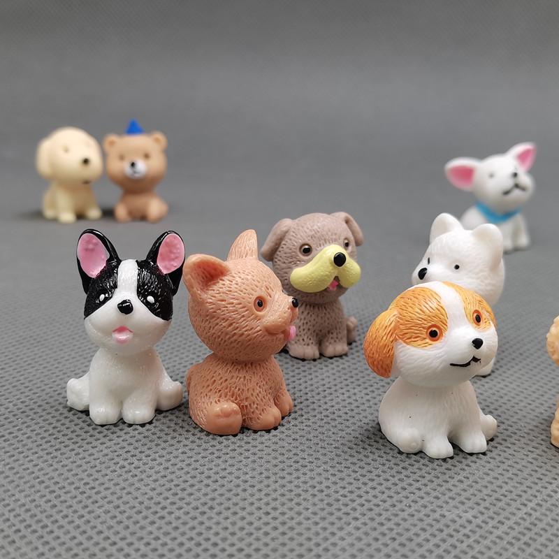 Entzückende Mini-Resin-Welpenfiguren - Pomeranian, Teddy, Bulldogge, Shar-Pei-Modelle - Kleine Ornamente für das kognitive Lernen von Kindern