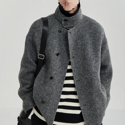 Abrigo de Lana de Doble Cara para Hombre - Estilo Coreano Otoño/Invierno, Alta Calidad Negro/Gris
