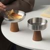 Stainless Steel Wooden Foot Dessert Goblet Fruit Bowl Restaurant Cake Ice Cream Dessert Bowl Ornament
