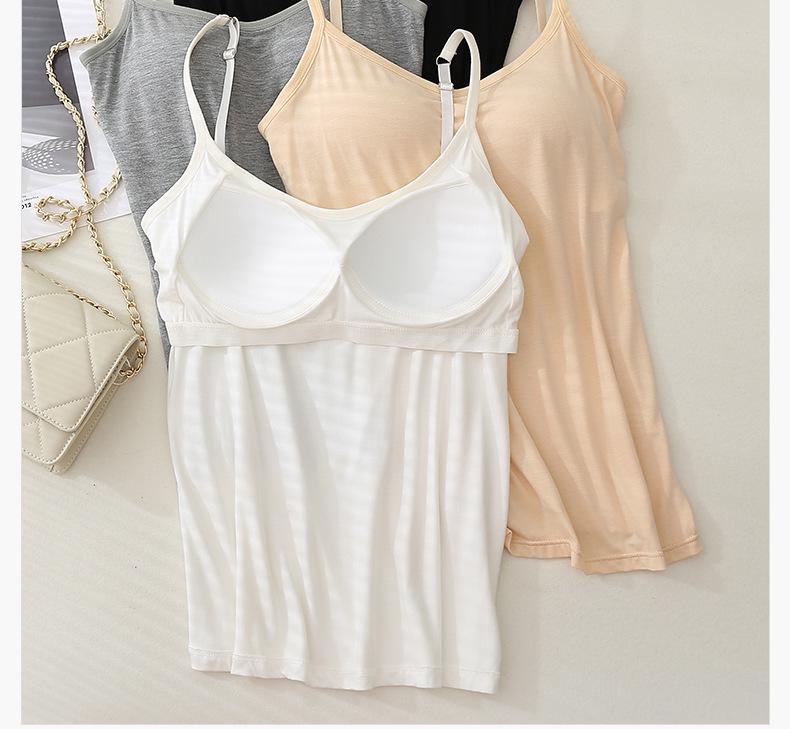 Women's Modal Spaghetti Strap Tank Top with Built-in Bra Pads - Plus Size Sports Bra Underwear