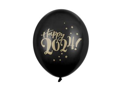 Balony 30Cm, Happy 2024!, Pastel Black (1 Op. / 50 Szt.)