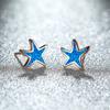 Fashion Personality Rose Gold Blue Happy Little Starfish Earrings Women's Exquisite Versatile Ear Jewelry