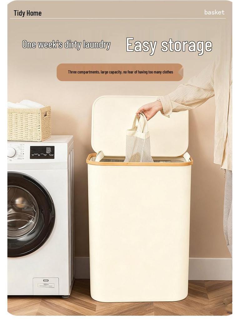 Foldable Large-Capacity Laundry Hamper with Lid and Inner Bag