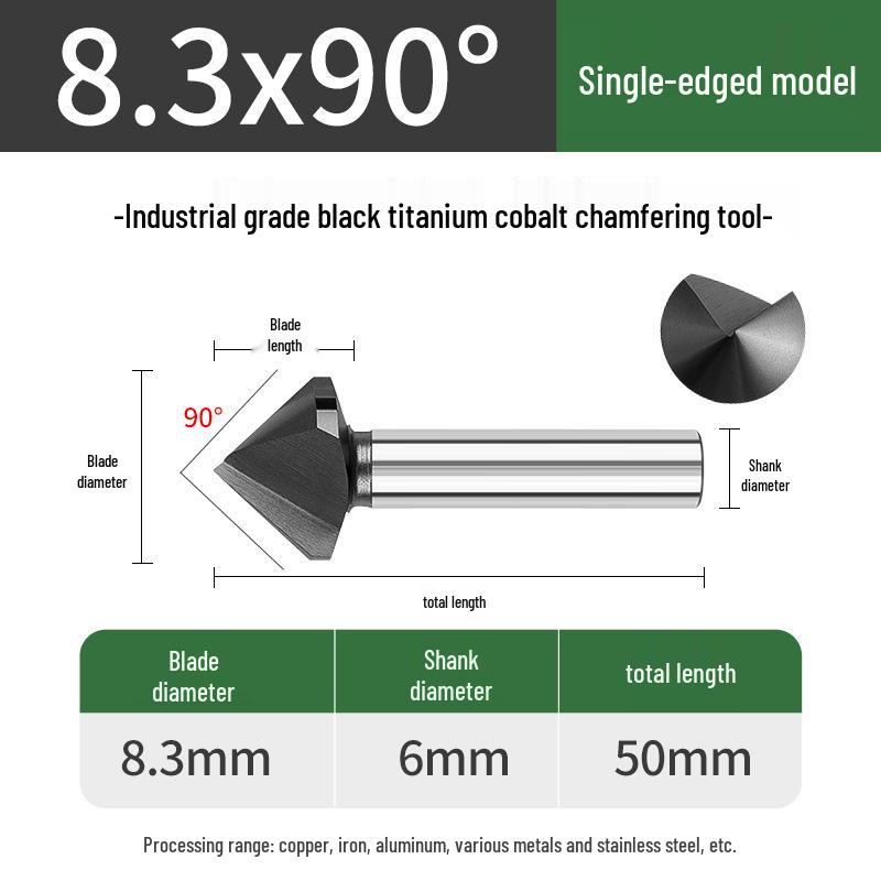 Cobalt Titanium-Plated Chamfering Drill for Stainless Steel - Single/Triple-Edge Countersink & Deburring Tool.