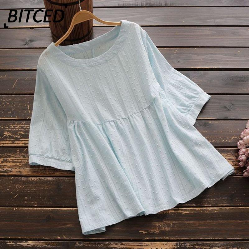 BITCED Women's Fashion Casual Solid Color Print Short Sleeve O-Neck Blouses & Shirts