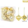 Christmas Plastic Heart Ornaments Hanging Decorations for Xmas Tree Home Festive Party Supplies Love Shape Ornaments with String