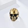 Black Classic Matte Brushed Skull Titanium Steel Ring for Men Hip Hop Stainless Steel Punk Jewellery Rapper's Finger Ring