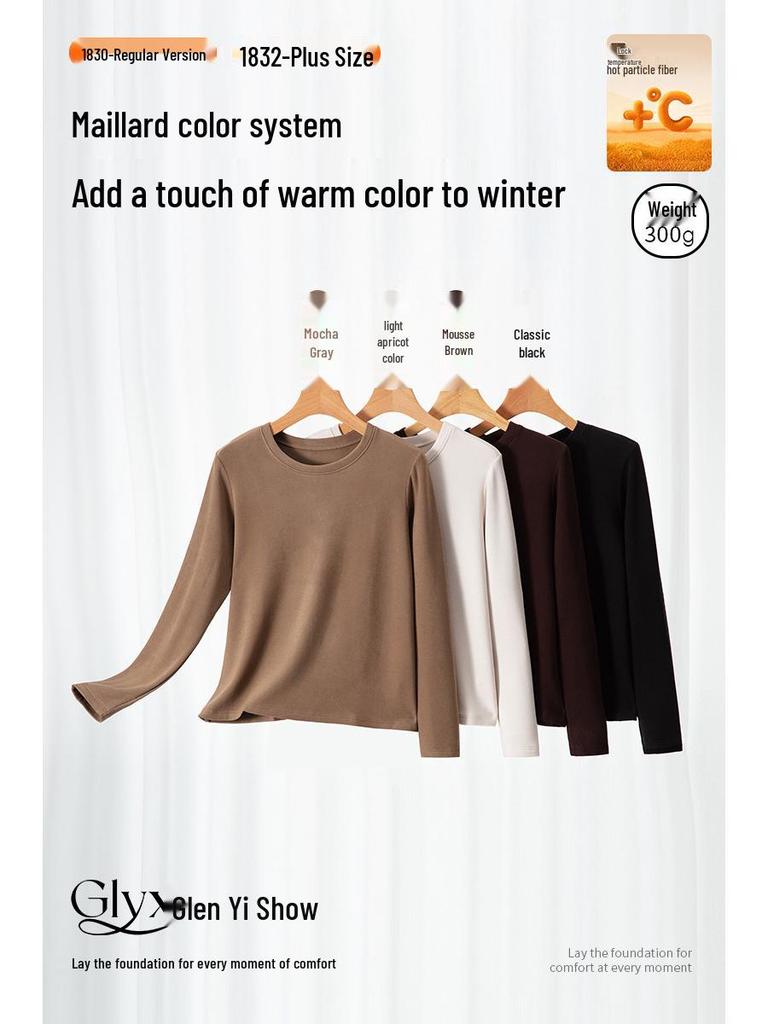Women's Slim Fit Tencel Fleece Crew Neck Long Sleeve Top for Autumn/Winter