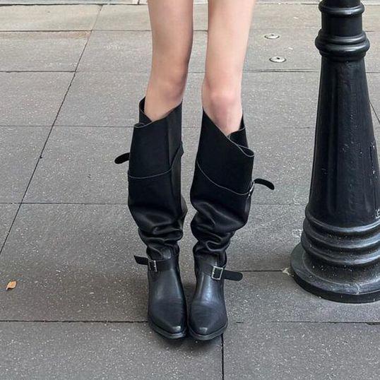 

Ботинки на платформе 2025 осень и зима новые модные ботинки на высоком каблуке женские осенне-зимние черные ботинки на толстом каблуке ботинки ботинки 42