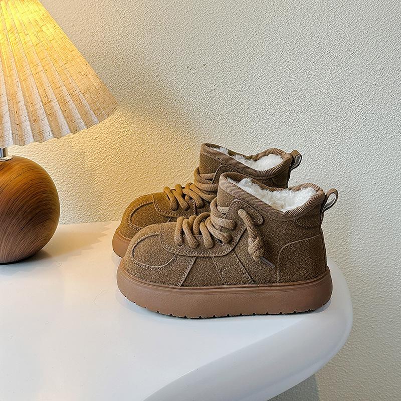 Northeastern snow cotton shoes for children, new winter style big-toed shoes for boys and girls, large children's plush shoes, non-slip