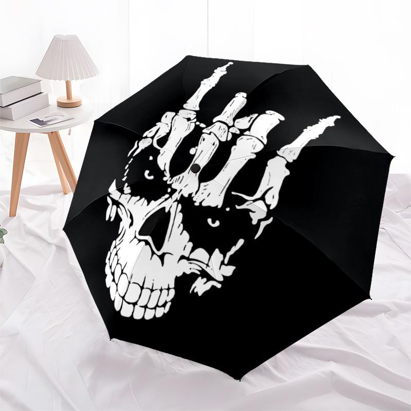 

1pc Skull Hand Automatic Open 8-Rib Windproof Umbrella, Travel & Commuting, Suitable for All Seasons