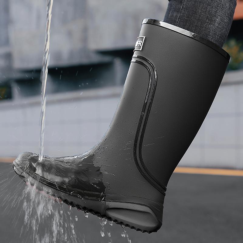 Men's High-top Casual Rain Boots, Outdoor Waterproof Shoes, Fashionable Rain Boots, Chef Men's Shoes, Long Boots