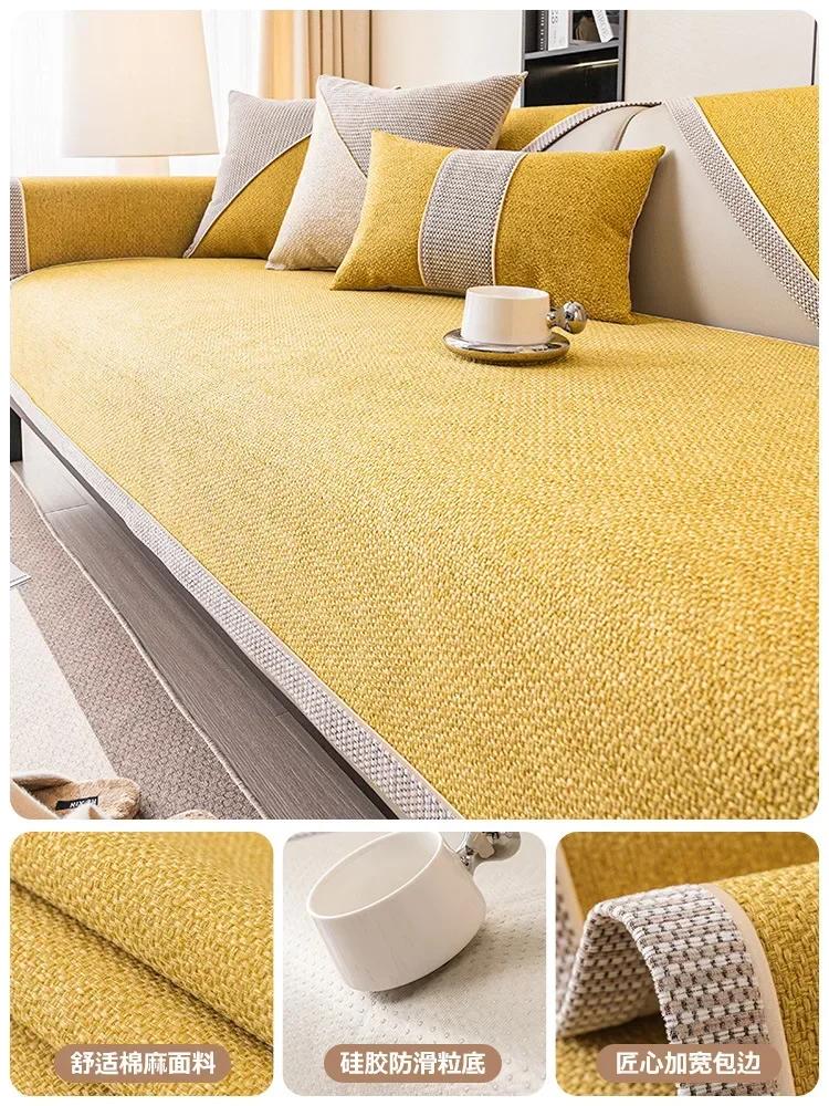 2025 New Cotton Linen Sofa Cushion Non-slip Sofa Covers Counch Backrest Towel Cloth Seat Mat Universal All Season Home Decor