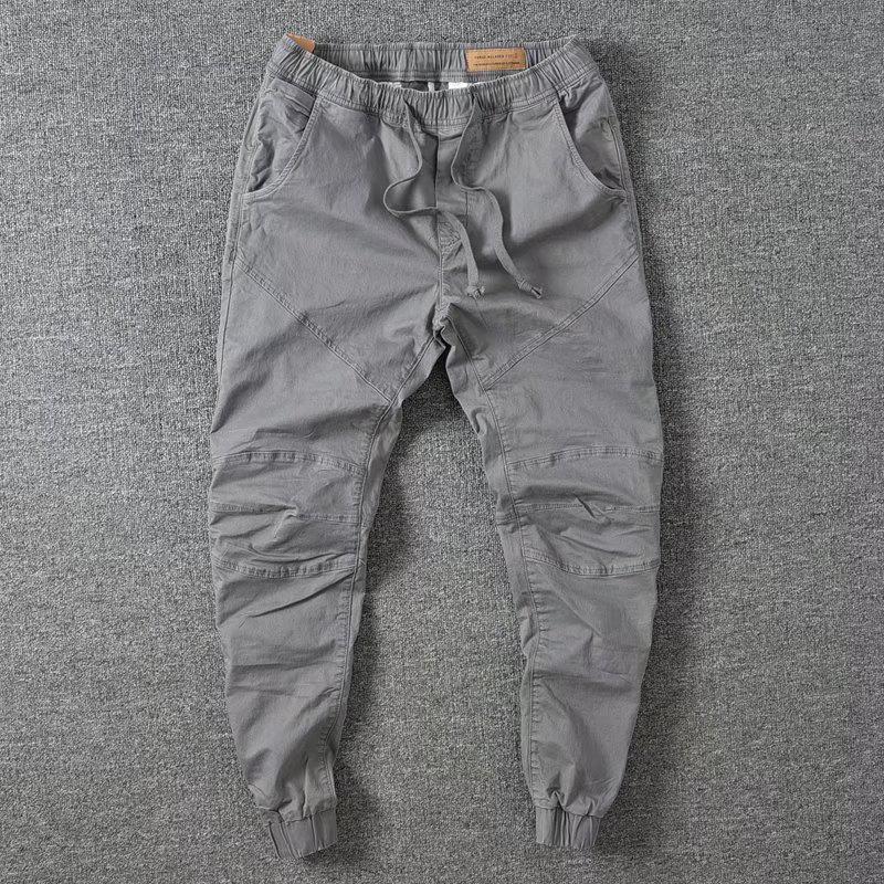 Men's Black Retro Japanese Casual Drawstring Overalls - Loose Straight Sports Pants for Spring and Autumn