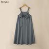 ZANZEA Women Casual Square Collar Loose Sleeveless Dress