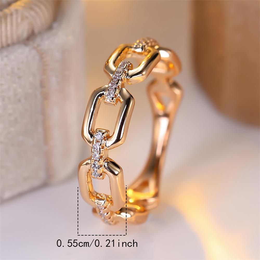Vintage Hollow White Zircon Minimalist Rings For Women Fashion Gold Color Engagement Ring Wedding Jewelry Bridal Valentine Gifts
