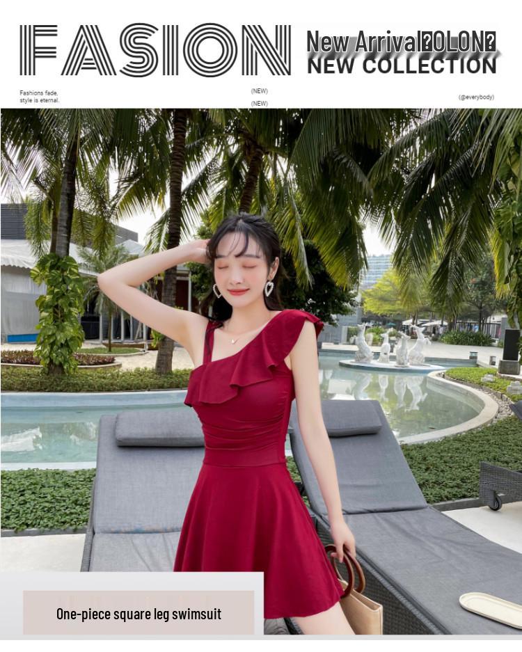 2026 Korean Style Women's One-Piece Boyshort Swimsuit - Slimming, Tummy-Concealing, Sexy and Conservative with Fairy Student Look