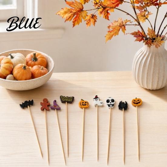 Party Food Decoration Picks 100PCS Disposable Cocktails Tags Halloween Pumpkin Ghost Bat Decor Bamboo Festive Fruit Markers Skewers Sharp
