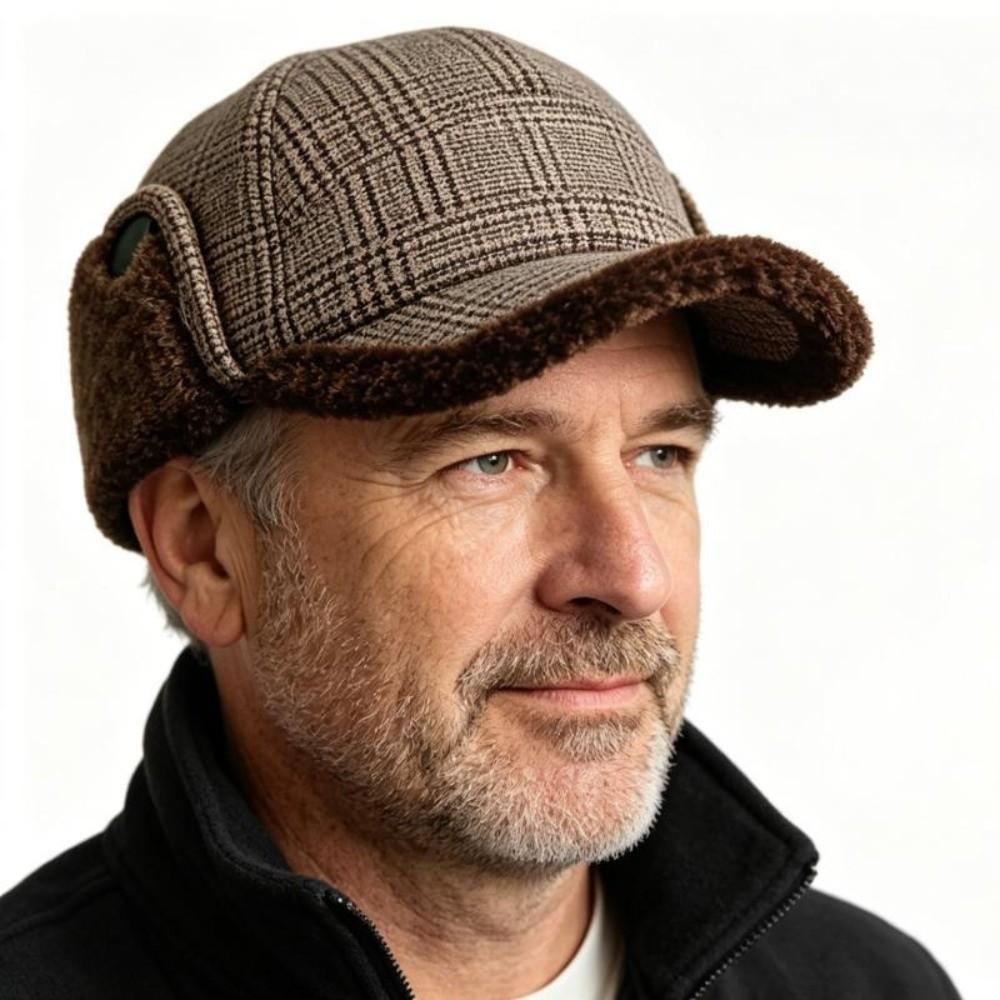 Fleece Lined Winter Trapper Hat Thick Fleece Cap Windproof Cap Earflap Baseball Cap Middle Aged