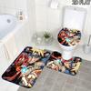 Ninja Anime Pattern 3Pcs Bathroom Rug Set, Non Slip Absorbent Bath Mat, Contour Mat & Toilet Lid Cover, Bathroom Decor