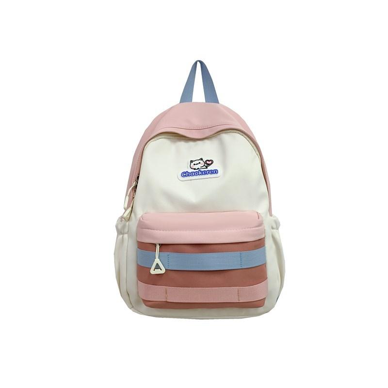 Schoolbag1011 New Small Fresh Contrasting Color Schoolbag Light Casual Outdoor Backpack Junior High School Backpack College Style