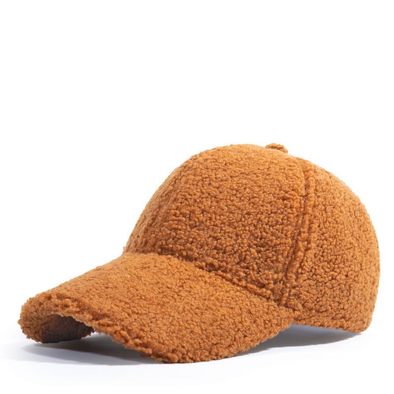 Unisex Korean Style Thickened Lamb Wool Baseball Cap for Autumn and Winter - Solid Color, Warm, Casual Outdoor Hat