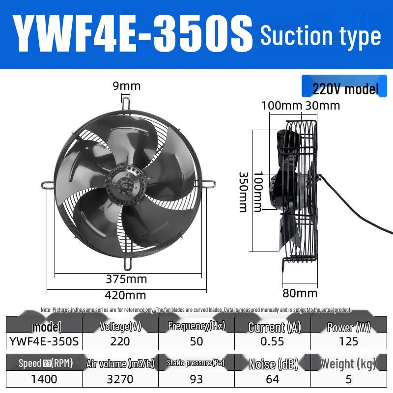 YWF4E External Rotor Axial Fan: 220V Air Compressor/Condenser Cooling, 380V Cold Storage Exhaust.