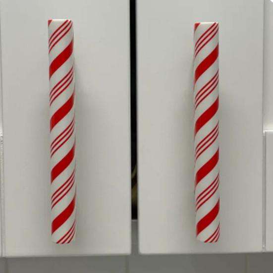 Červené peprmintové tyčinky Úchytky Dekorace Nacvakávací kryty úchytek skříněk pro svátky Vylepšení kuchyně a koupelny bez nářadí