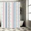 Elegant Chic Floral Striped Waterproof Shower Curtain For Modern Bathroom Decor With Hooks Pastel Design Adds Charm Easy-Clean