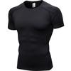 Men Gym Workout Short Sleeve Compression Shirt Tight Fit Quick Dry Athletic Top Black Red