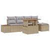 VidaXL Ensemble de salle à manger de jardin en 6 pièces avec coussins beige en polyrotin et acacia 3350062