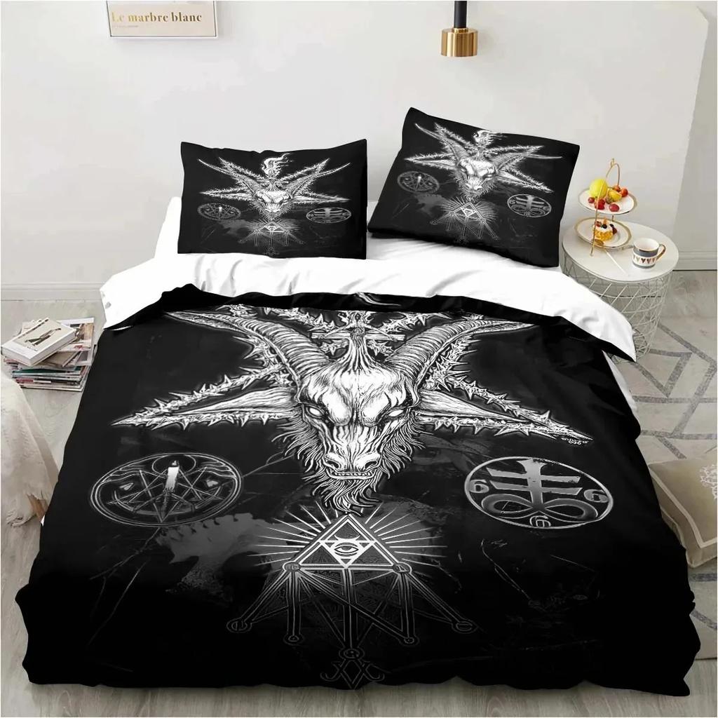 3D Print Satanic Satan Devil Bedding Set Double Twin King Duvet Cover Comforter Pillowcase Boys Girls Adults Bedroom
