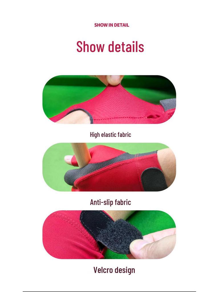 Universal Fingerless Non-slip Billiard Gloves, Elastic and Breathable, Fit Both Hands.