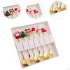 6 Piece Christmas Cutlery Set Flatware with Box Stainless Steel Dessert Spoon Tableware for