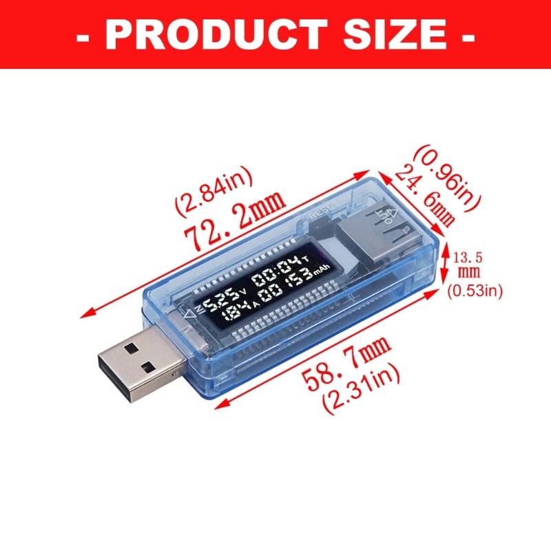 Easy Carry Small USB Power Meter with LED Display for Battery Capacity Electric Current Measurement Overload Protects
