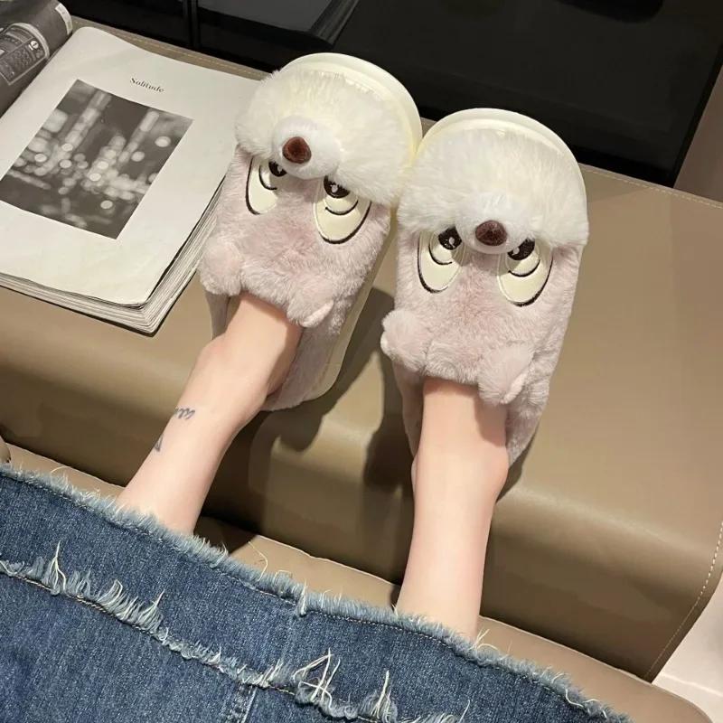 Women's Slippers Winter 2025 Cartoon Squirrel Cotton Slippers Home Student Fashion Warm Cartoon Cotton Slippers Chanclas Mujer