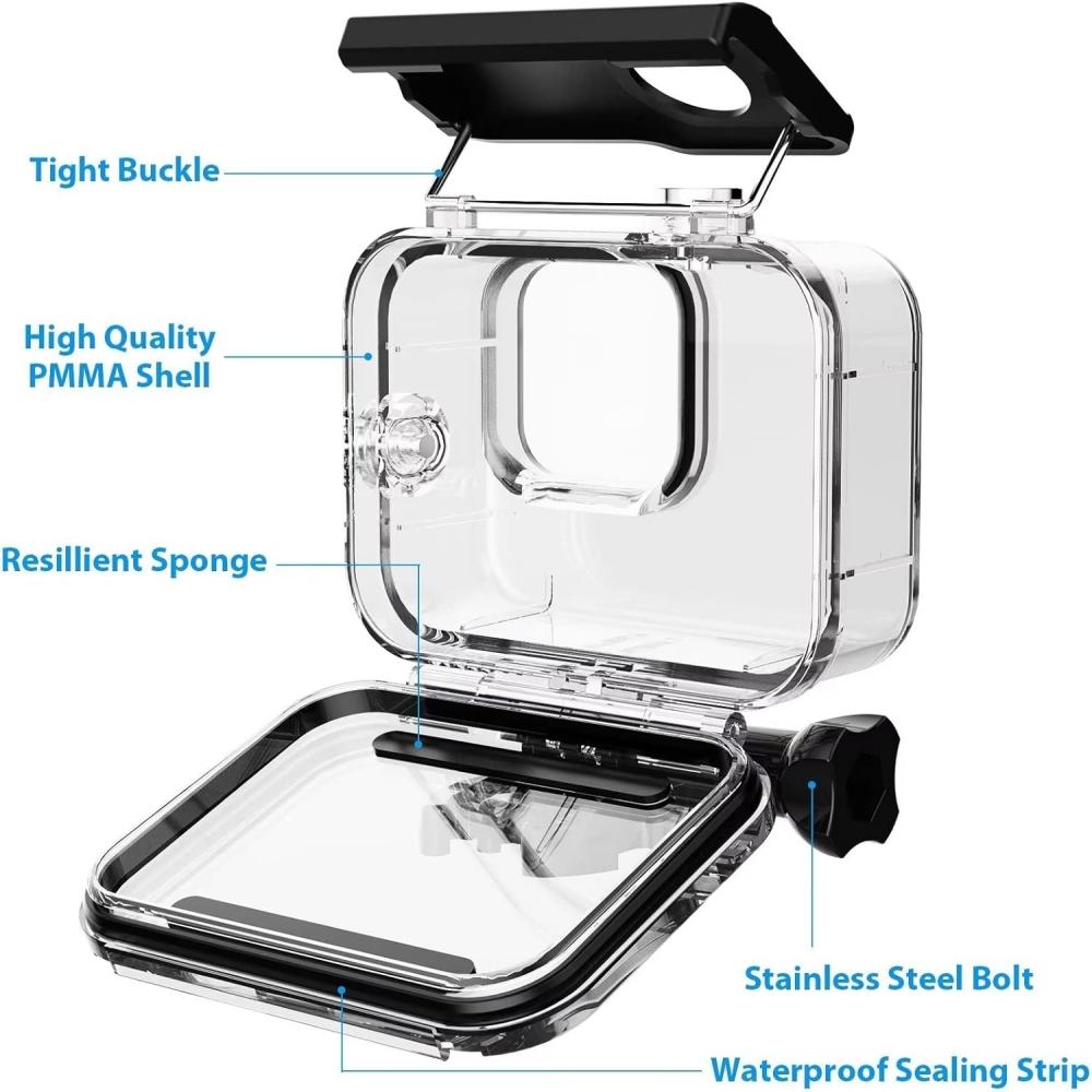 60M Waterproof Housing Case for GoPro Hero 12/11/10/9 Black Protective Underwater Dive Housing Shell with Bracket Accessories