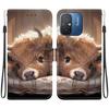 Handmade PU Leather Flip Case for Redmi 12C/Redmi 11A Anti-Slip Shockproof Cover with Wrist Strap & Heart/Rose Cat Designs