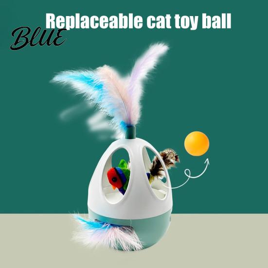 Automatic Motion Activated Kitten Toys Interactive Cat Wobble Toy 360 Degree Rotating Feather Chirping Pet Sound Touch Toy for Indoor Cats Pouncing