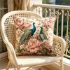 Vintage Peony Peacock Pillow Cover Retro Floral Bird Print Cushion Case For Sofa Couch Luxury Boho Home Decor Gift