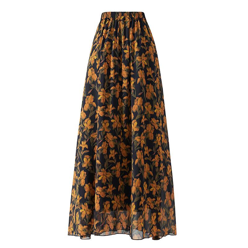 Women's Flowy Floral Mesh Maxi Skirt