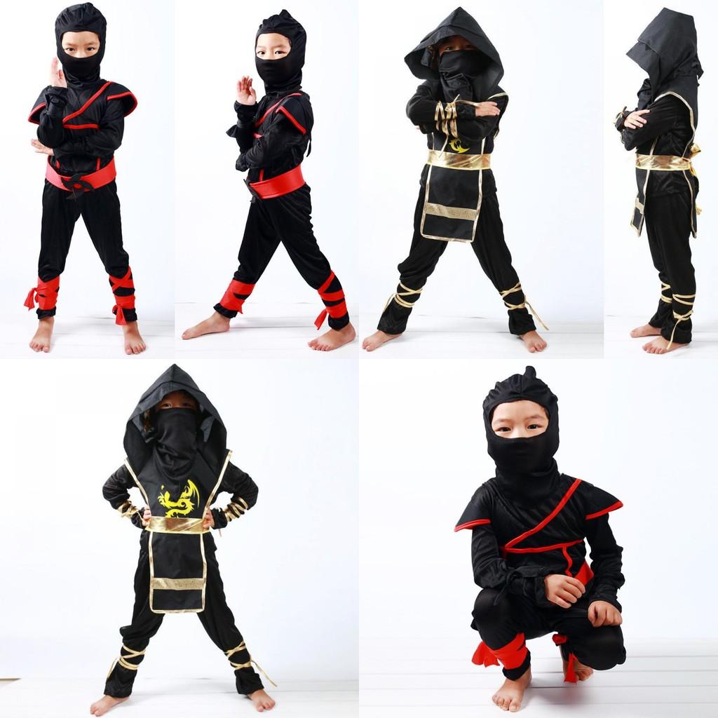 Stunning Boys Kids Ninja Assassin Samurai Warrior Fancy Dress Costume For Halloween