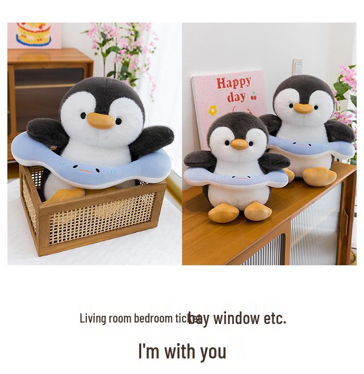 Penguin Plush Toy Cartoon Swim Ring Pillow for Children